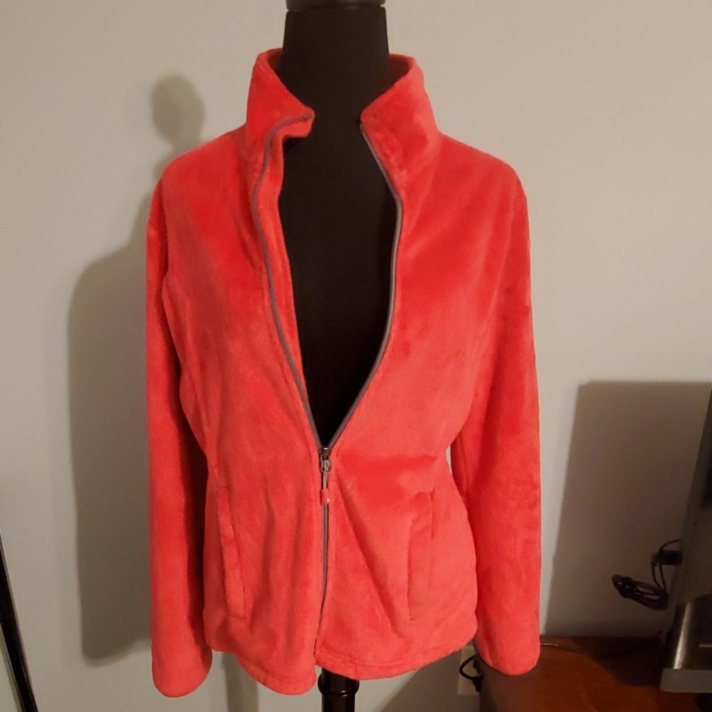 Hot pink fuzzy fleece jacket